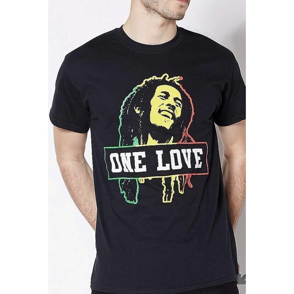 Men’s Spencer’s Rasta One Love Bob Marley T Shirt Black Size Medium New MTS09 - Picture 1 of 3